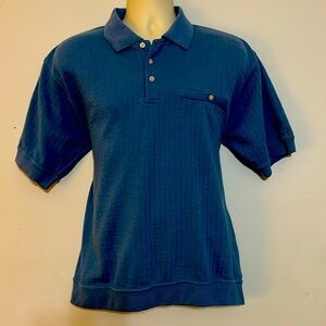 Adolfo size medium cotton, polyester, blue short sleeve polo shirt